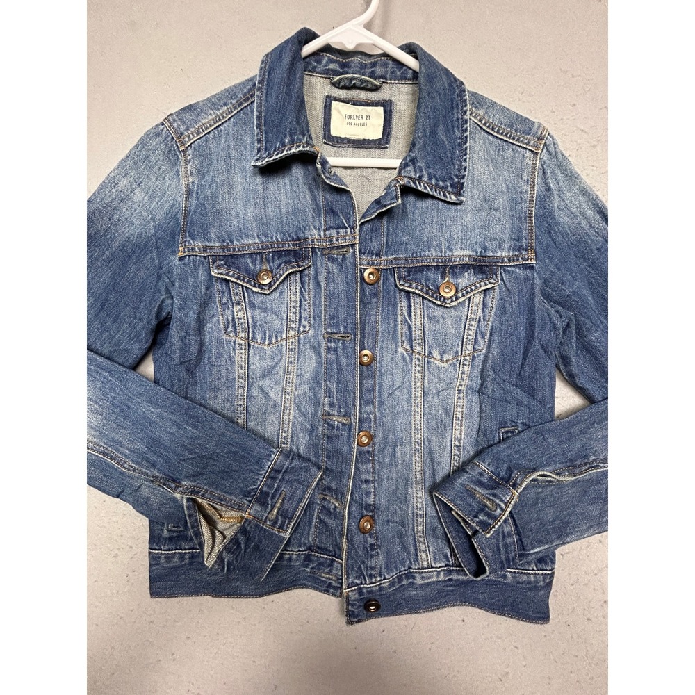 Forever 21 Denim Jacket Cotton Blue Medium Wash Small Women
